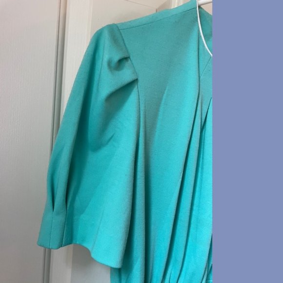 Vintage Leslie Fay Turquoise Tea Dress - Picture 5 of 10